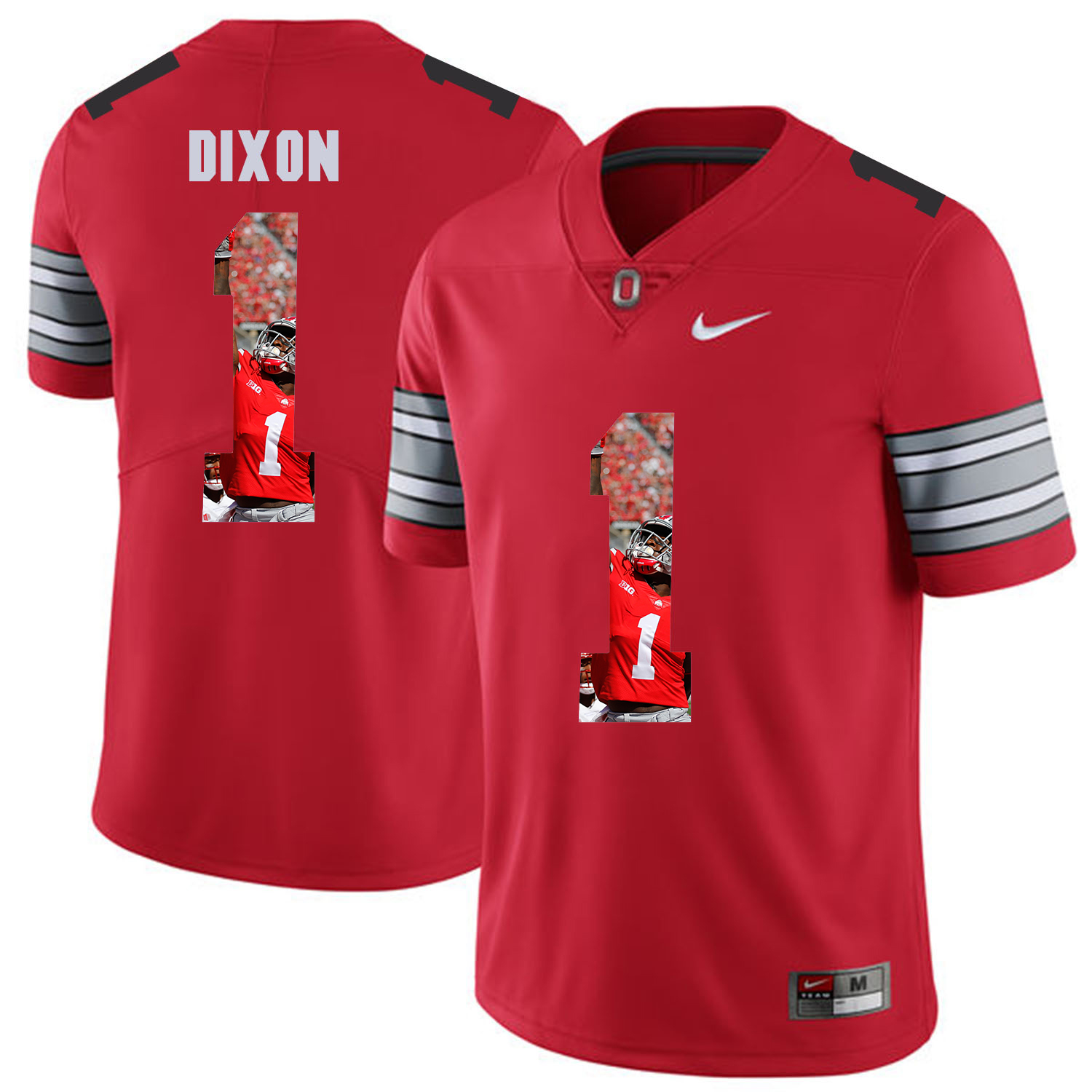 Men Ohio State #1 Dixon Red Fashion Edition Customized NCAA Jerseys
